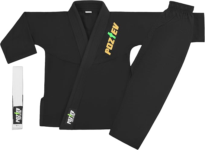 Kids Brazilian Jiu Jitsu Gi For Kids BJJ Gi Youth Grappling Kimonos Preshrunk Lightweight Children Martial Arts Training Uniform With Free White Belt