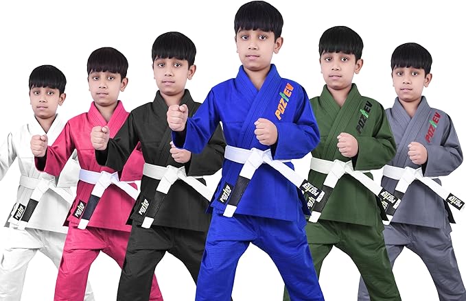 Kids Brazilian Jiu Jitsu Gi For Kids BJJ Gi Youth Grappling Kimonos Preshrunk Lightweight Children Martial Arts Training Uniform With Free White Belt