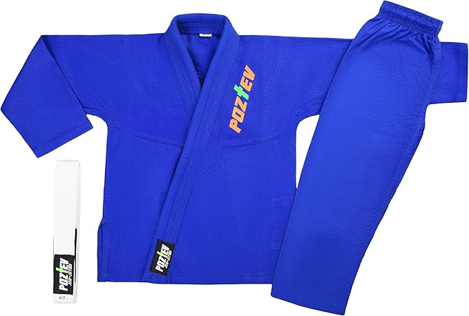 Kids Brazilian Jiu Jitsu Gi For Kids BJJ Gi Youth Grappling Kimonos Preshrunk Lightweight Children Martial Arts Training Uniform With Free White Belt