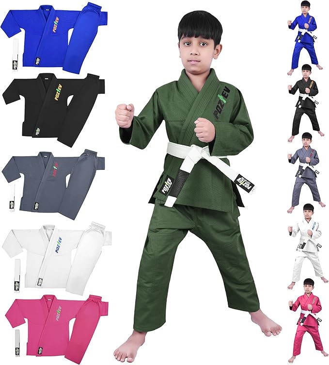 Kids Brazilian Jiu Jitsu Gi For Kids BJJ Gi Youth Grappling Kimonos Preshrunk Lightweight Children Martial Arts Training Uniform With Free White Belt