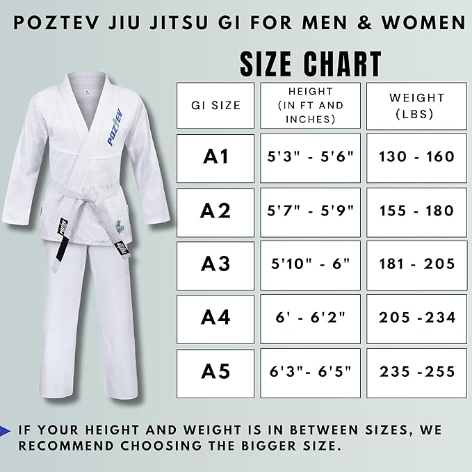 Brazilian Jiu Jitsu Gi for Men & Women BJJ Gi Grappling Kimonos Preshrunk Lightweight Fabric Martial Arts Uniform