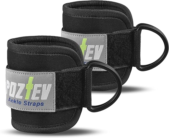 Ankle Straps for Cable Machine (PAIR) – Adjustable Padded Cuff Leg Straps Attachment, Ideal for Glute Workouts Leg Training Kickbacks Hip Abductors Booty Building & Lower Body Fitness