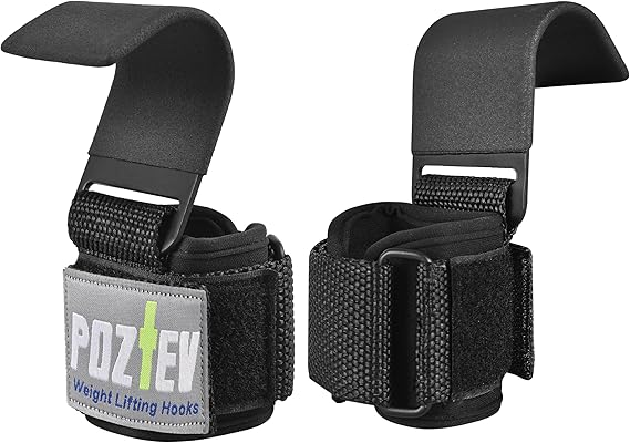 Weight Lifting Hooks (Pair) - Padded Wrist Wraps - Hand Grips Deadlift Straps for Men and Women - Grip Support for Bodybuilding Heavy Gym Workout - Ideal for Deadlifts, Powerlifting, Shrugs, Pull-Ups