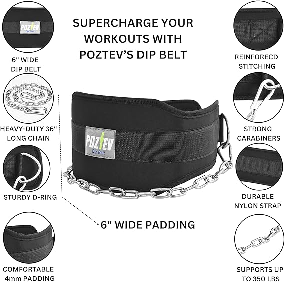 Dip Belt With Chain For Weight Lifting Optimal For Pull Ups Dips Squats Weightlifting Belt Squat Attachment Crossfit Workout Dipping Belt - Unisex Gym Equipment